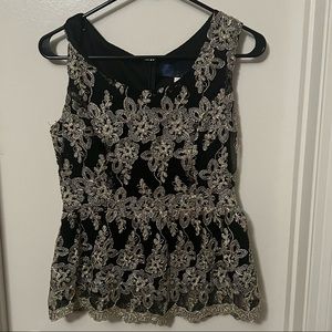 Black and Gold Embroidered Tank